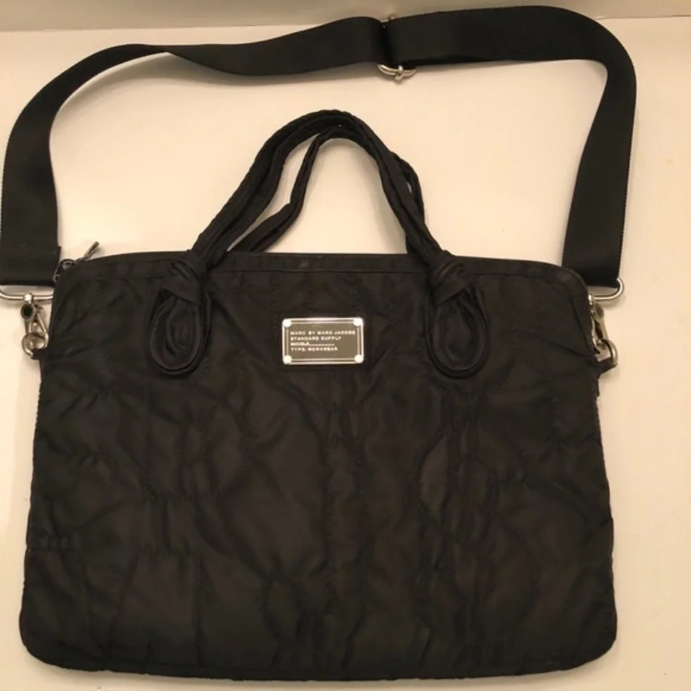 Marc by Marc Jacobs black quilted laptop bag case